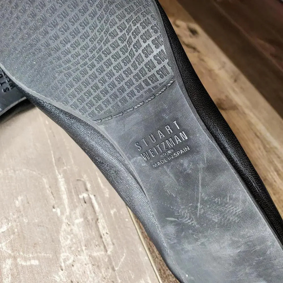 Stuart Weitzman Black Ballet Slip on Leather Flats Round Toe Women's Size 7.5M - Picture 7 of 12